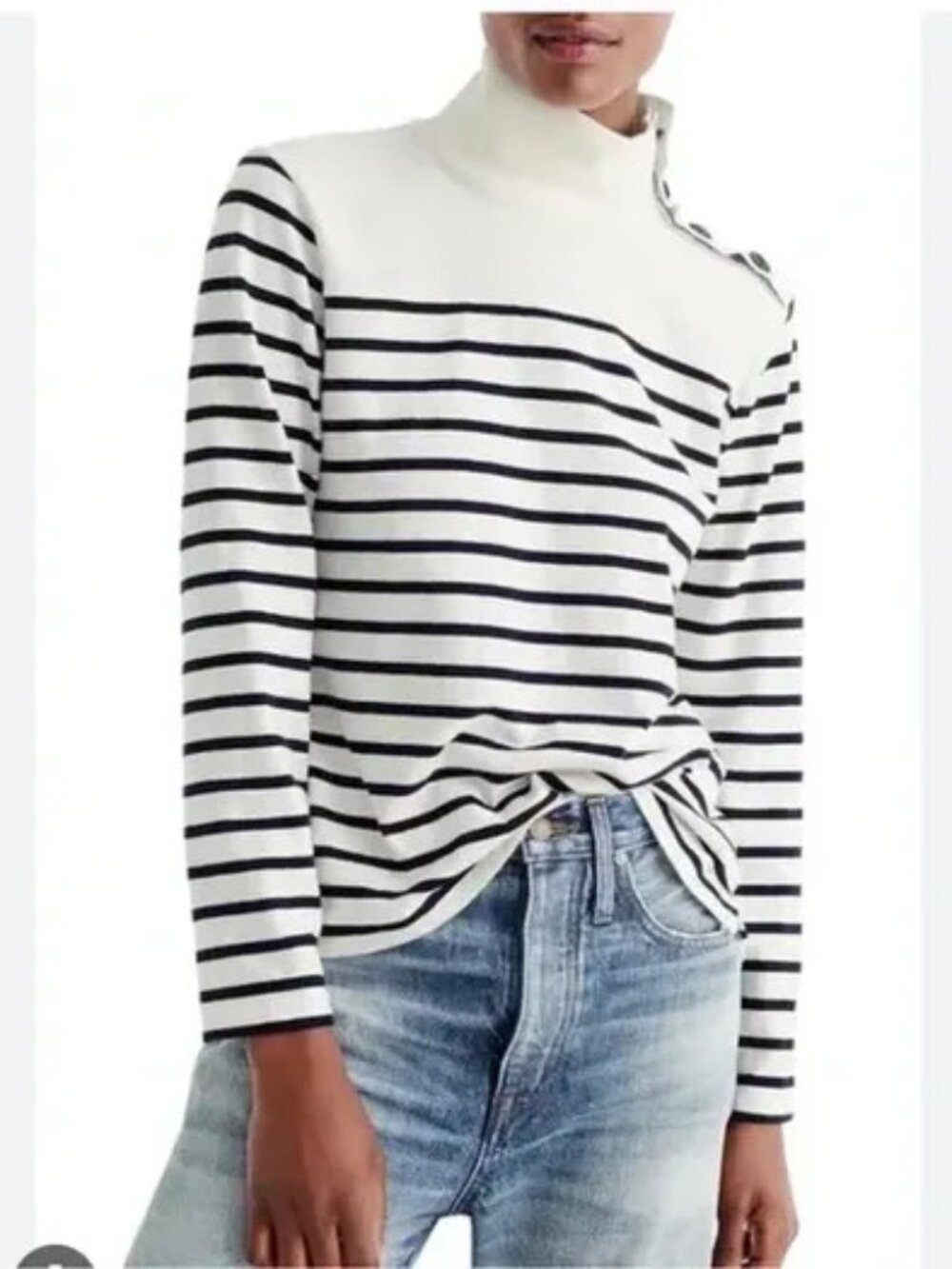 J. Crew | Sweaters | Jcrew Button Shoulder Cotton Turtleneck (Size S)